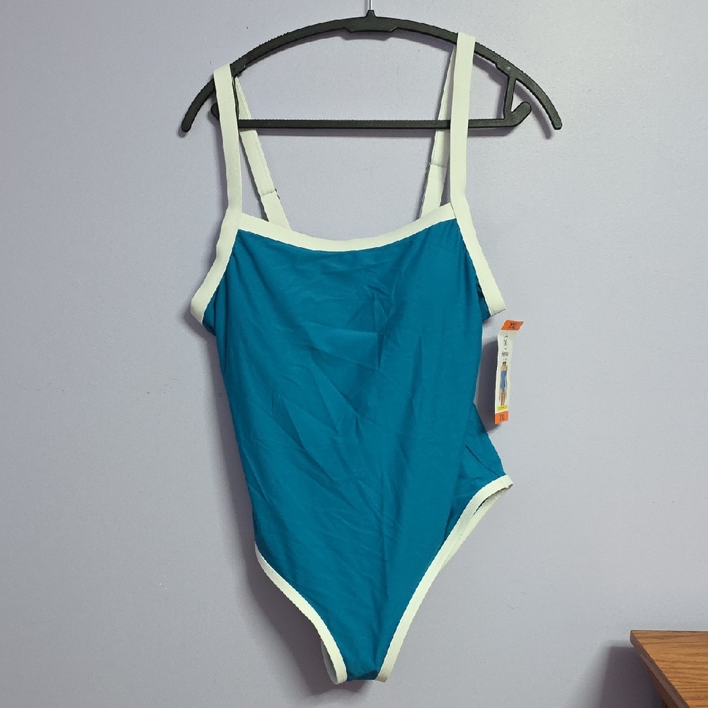 Hurley Teal and‎ White Women's One Piece Swimsuit